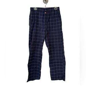 Tommy Hilfiger Men’s Navy Checkered Pajama Pants Sz L Cotton Drawstring Pockets